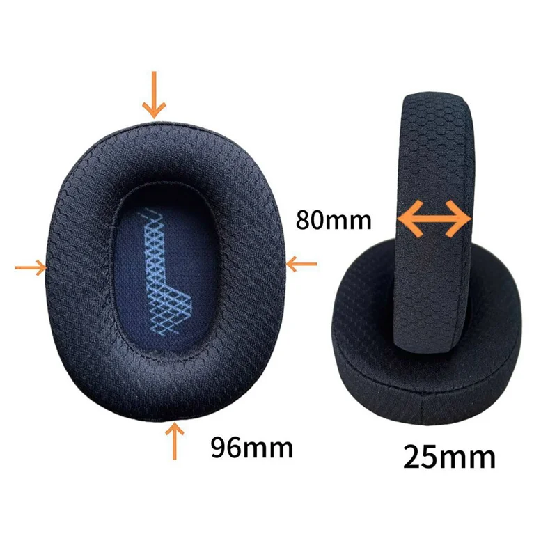 For JBL Live 500BT Headphone Ear Pads Breathable Mesh Fabric Replacement Over Ear Headset Cushions - Black