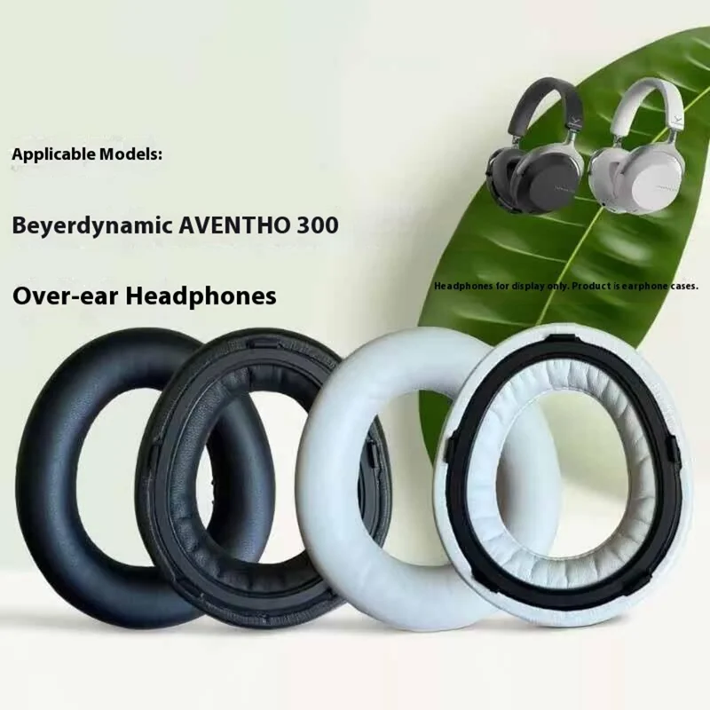 1 Pair For Beyerdynamic Aventho 300 Wireless Over-ear Headphones Replacement Ear Pads Protein Leather Cushions - White