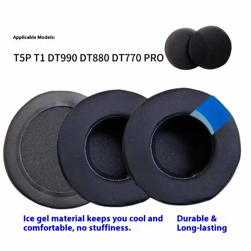 1Pair Replacement Earpads for Beyerdynamic DT 770 / DT 880 / DT 990 Pro / DT 440 / T1 / T5p Ice Ear Pads Headset Cushions with Foam - Gel