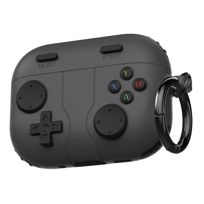 AHASTYLE WG183 For AirPods Pro 3 Case Game Console Design Split Silicone Earphone Cover with Carabiner - Dark Grey