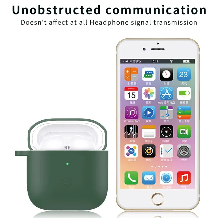 Étui de protection en silicone pour écouteurs avec mousqueton pour Redmi Buds 3 - Vert Matcha