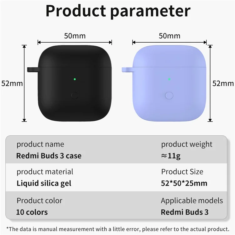 Étui de protection en silicone pour écouteurs Redmi Buds 3 avec mousqueton - Violet clair