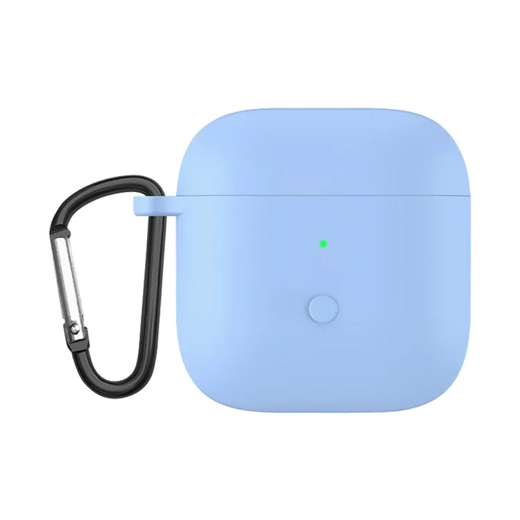 Étui de protection en silicone intégral pour écouteurs avec mousqueton pour Redmi Buds 3 - Bleu ciel