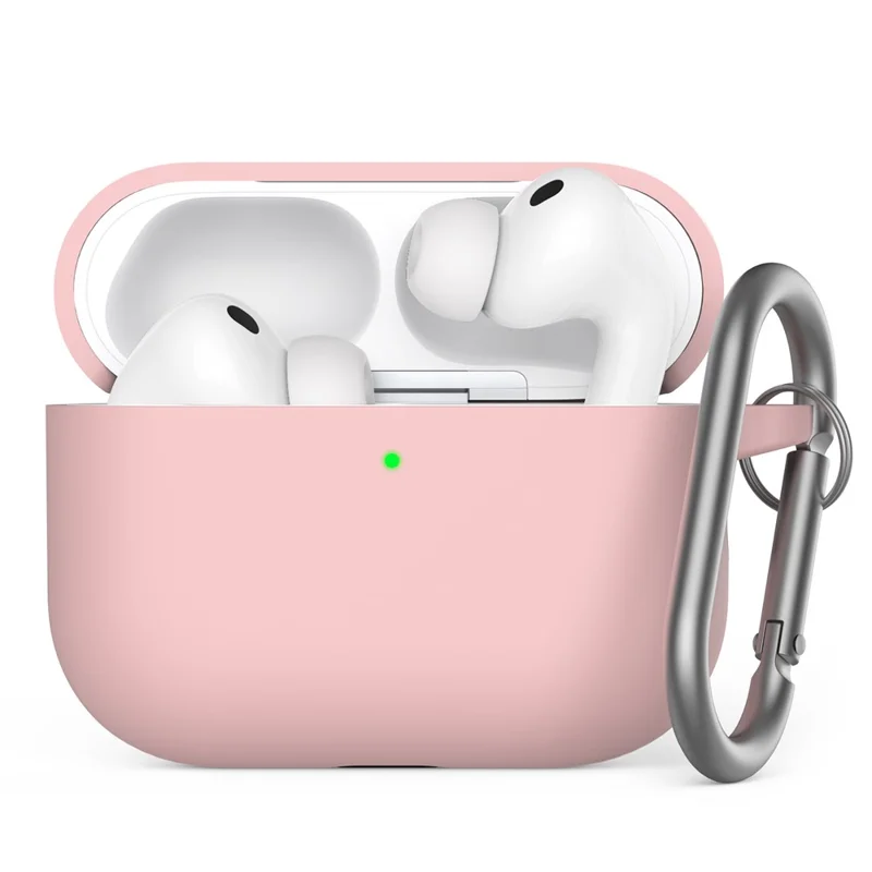 AHASTYLE WG184 For AirPods Pro 3 Case Split Design Thickened Silicone Earphone Cover with Carabiner - Pink