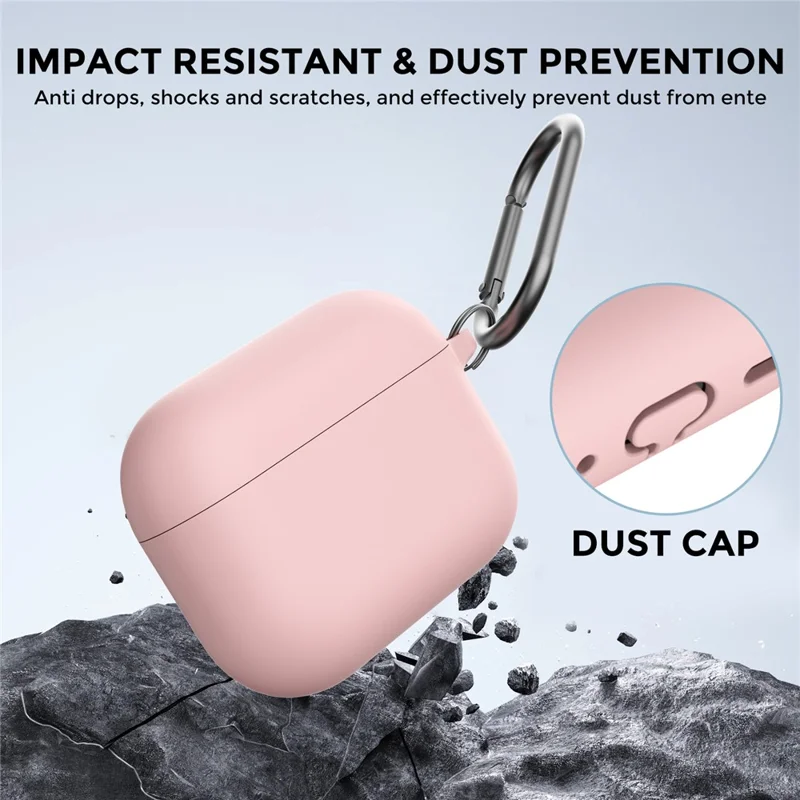 AHASTYLE WG184 For AirPods Pro 3 Case Split Design Thickened Silicone Earphone Cover with Carabiner - Pink