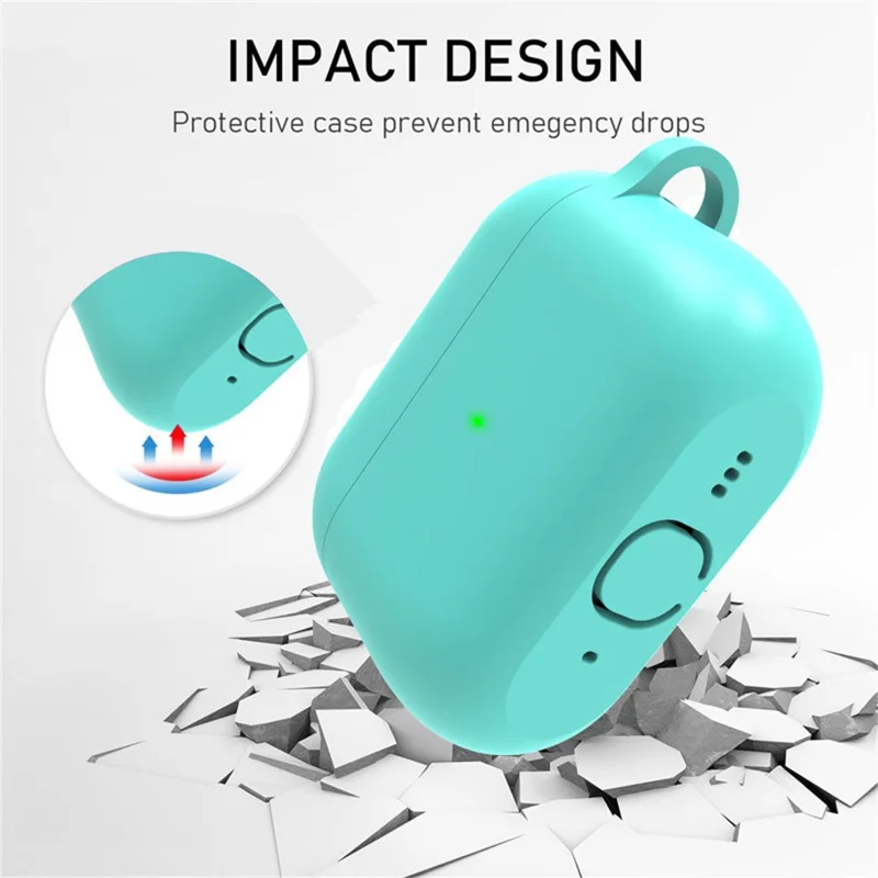 Set di custodie protettive in silicone per AirPods Pro 3 con moschettone anti-smarrimento / cinturino da polso / penna per la pulizia - Verde menta