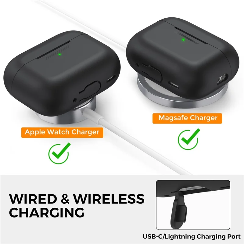 AHASTYLE PT197 For AirPods Pro 3 Case Silicone Earphone Protective Cover with Lanyard - Black