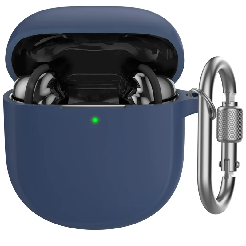 AHASTYLE WG105 Für Bose QuietComfort Earbuds II Gehäuse Integriertes Design Extrem dicke Silikon Schutzhülle mit Karabinerhaken - Mitternachtsblau