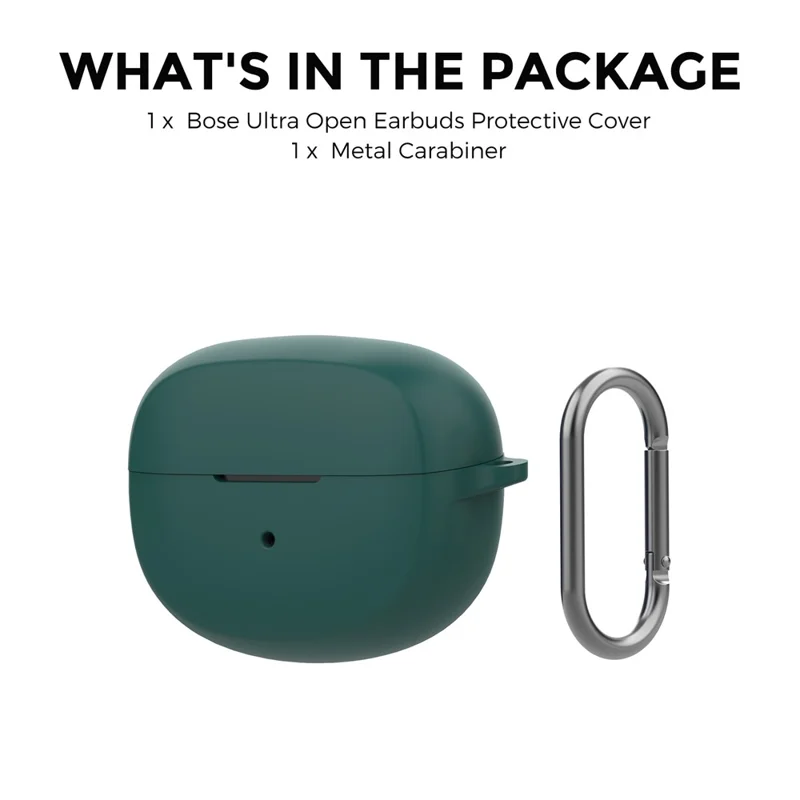 AHASTYLE WG147 Pour les écouteurs Bose Ultra Open Silicone Case Conception intégrée Housse de protection avec Carabiner - Vert