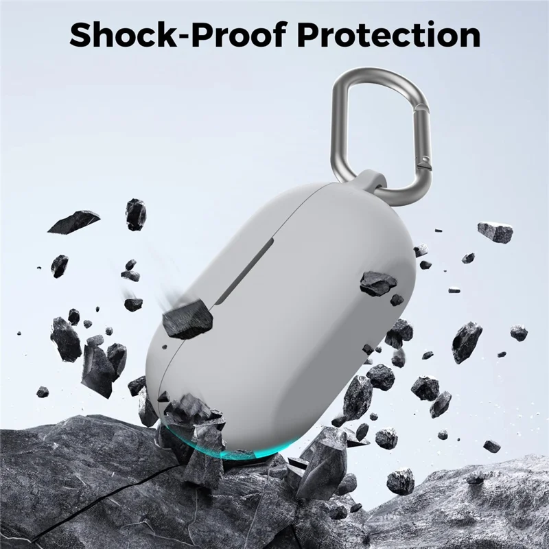 AHASTYLE WG157 For Beats Studio Buds + Case Split Design Thickened Silicone Earphone Cover with Carabiner - Grey