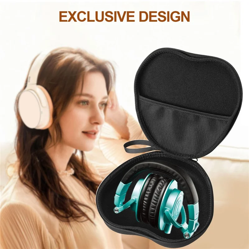 For Audio-technica ATH-M50X Headphone Case EVA Hard Shell Storage Bag With Cleaning Pen Set - Black