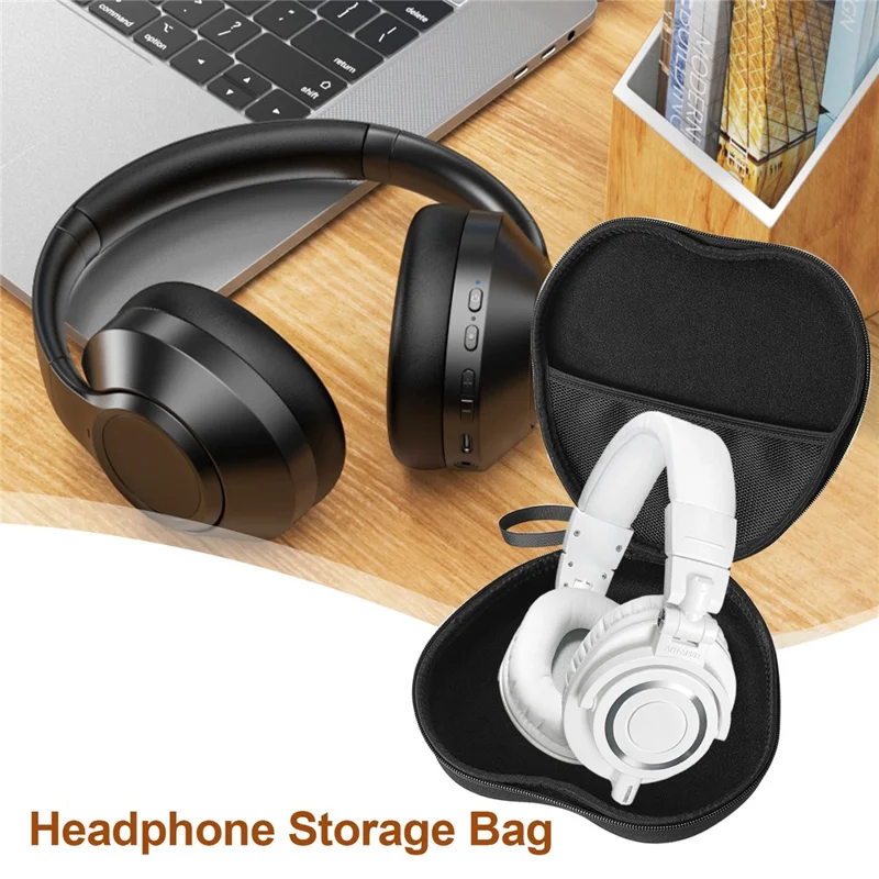 For Audio-technica ATH-M50X Headphone Case EVA Hard Shell Storage Bag With Cleaning Pen Set - Black