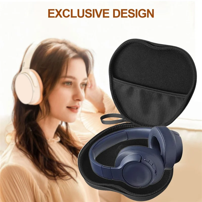 For JBL Tune 750NC Headphone Case EVA Hard Shell Storage Bag With Cleaning Pen Set - Black