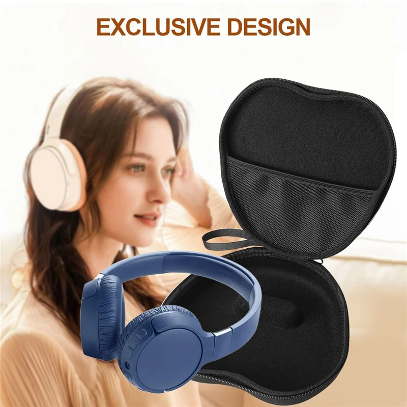 For JBL Tune 660NC Headphone Case EVA Hard Shell Storage Bag With Cleaning Pen Set - Black