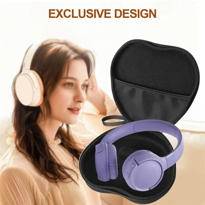 For JBL Tune 520BT Headphone Case EVA Hard Shell Storage Bag With Cleaning Pen Set - Black