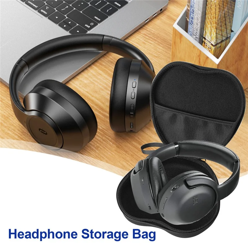 For JBL Tour One Headphone Case EVA Hard Shell Storage Bag With Cleaning Pen Set - Black