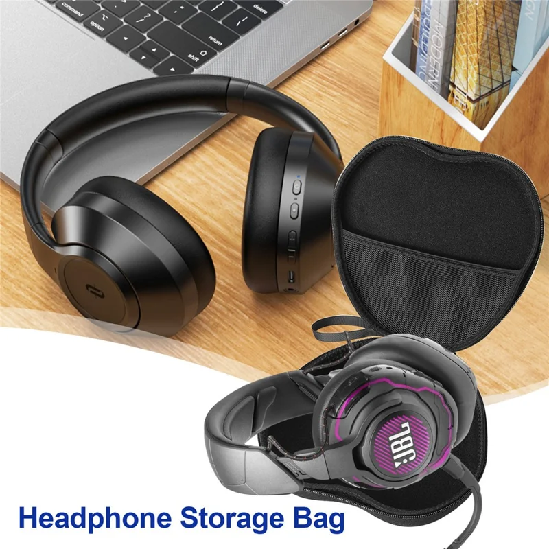 For JBL Quantum ONE Headphone Case EVA Hard Shell Storage Bag With Cleaning Pen Set - Black