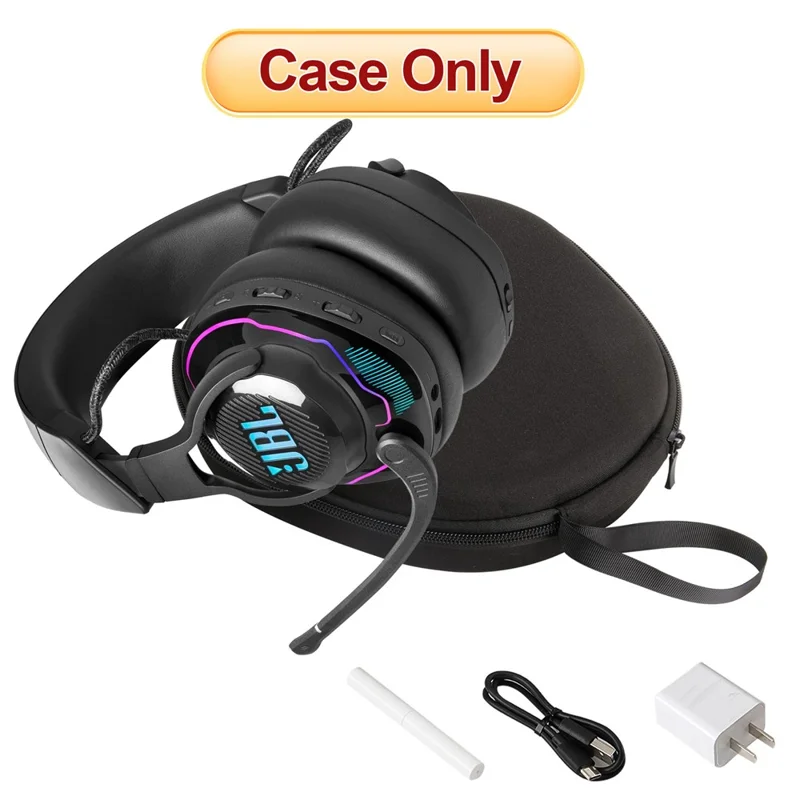 For JBL Quantum 810 Headphone Case EVA Hard Shell Storage Bag With Cleaning Pen Set - Black