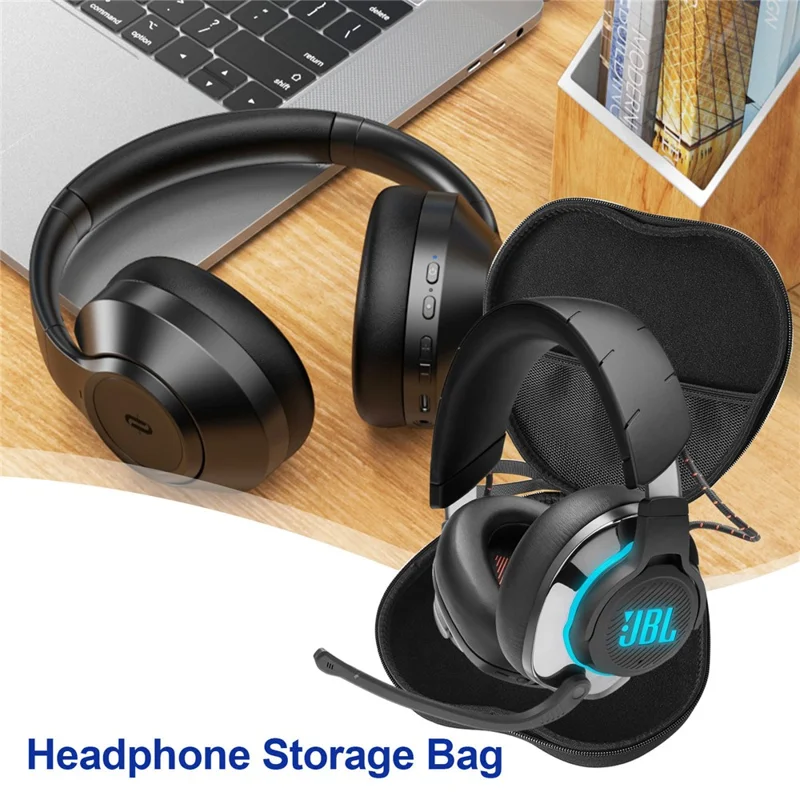 For JBL Quantum 810 Headphone Case EVA Hard Shell Storage Bag With Cleaning Pen Set - Black