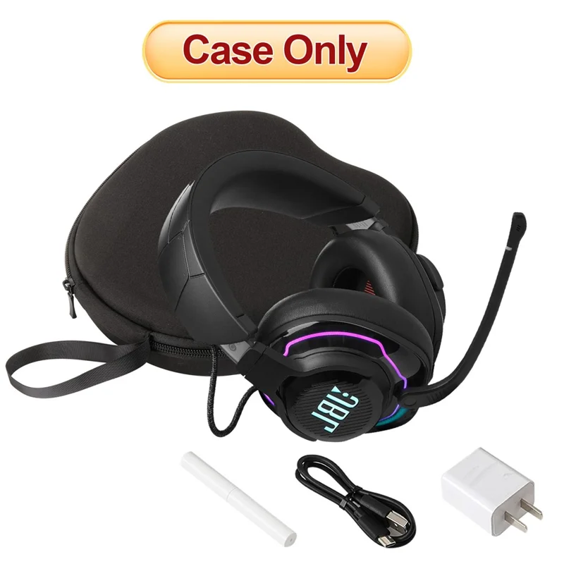 For JBL Quantum 610 Headphone Case EVA Hard Shell Storage Bag With Cleaning Pen Set - Black
