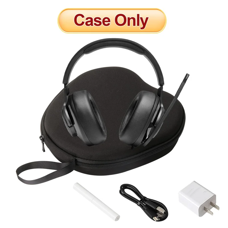 For JBL Quantum 200 Headphone Case EVA Hard Shell Storage Bag With Cleaning Pen Set - Black