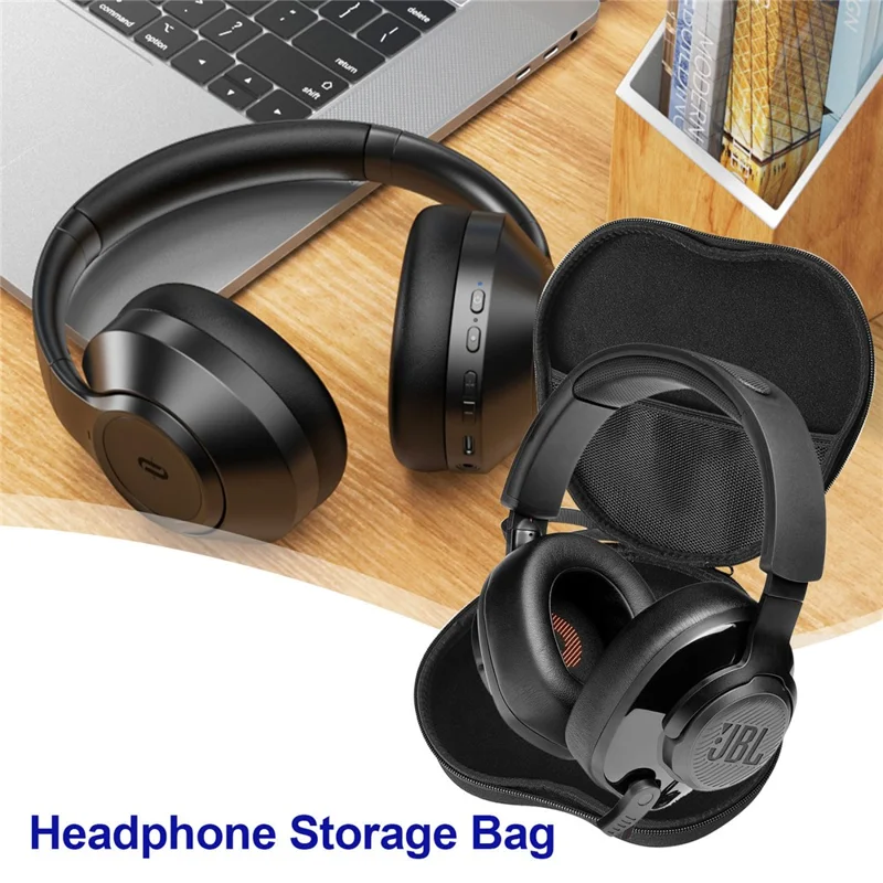 For JBL Quantum 200 Headphone Case EVA Hard Shell Storage Bag With Cleaning Pen Set - Black