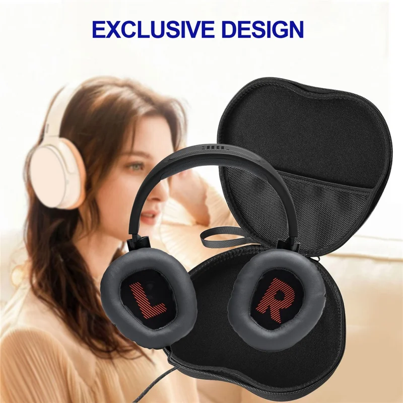 Custodia rigida in EVA per cuffie JBL Quantum 100 con set di penne per la pulizia - Nero