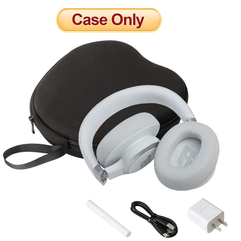 For JBL Live 660NC Headphone Case EVA Hard Shell Storage Bag With Cleaning Pen Set - Black