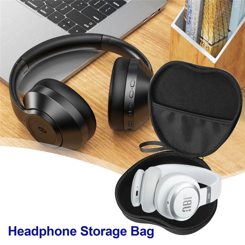 For JBL Live 660NC Headphone Case EVA Hard Shell Storage Bag With Cleaning Pen Set - Black
