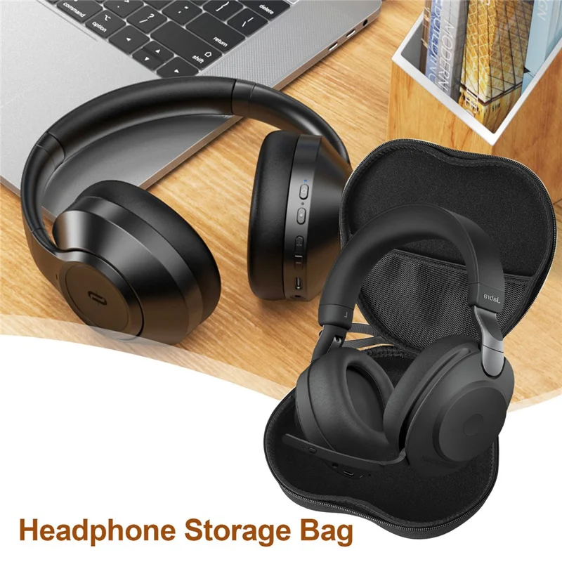 For Jabra Evolve2 85 Headphone Case EVA Hard Shell Storage Bag With Cleaning Pen Set - Black