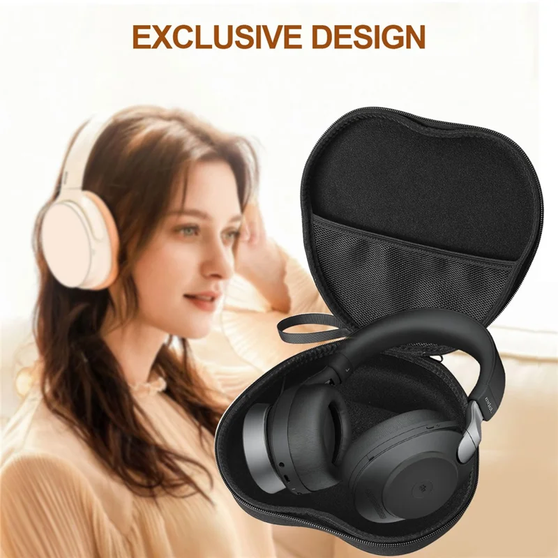 For Jabra Evolve2 85 Headphone Case EVA Hard Shell Storage Bag With Cleaning Pen Set - Black