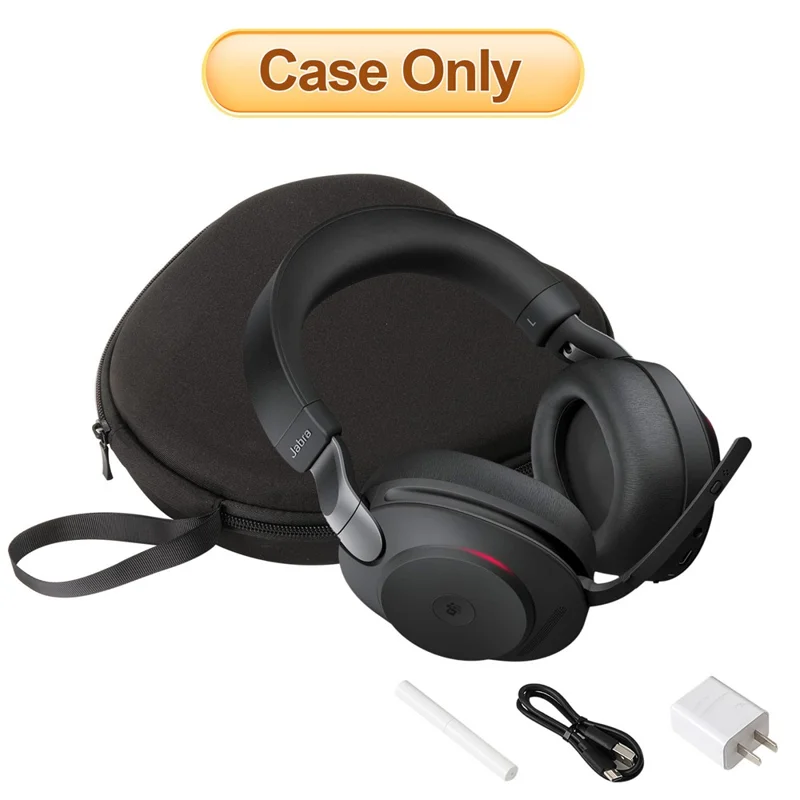 For Jabra Evolve2 85 Headphone Case EVA Hard Shell Storage Bag With Cleaning Pen Set - Black