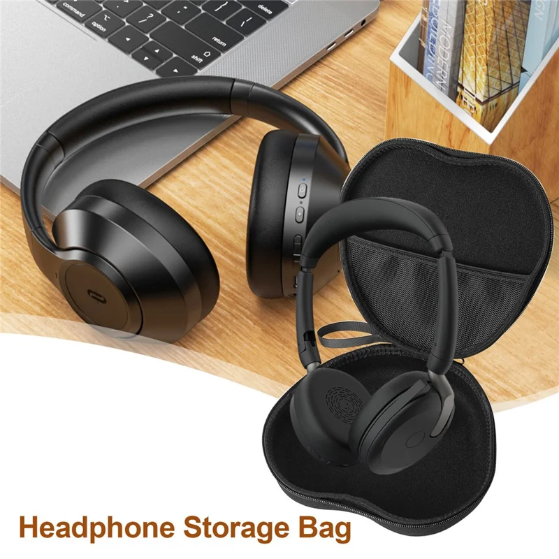 For Jabra Evolve2 65 Headphone Case EVA Hard Shell Storage Bag With Cleaning Pen Set - Black