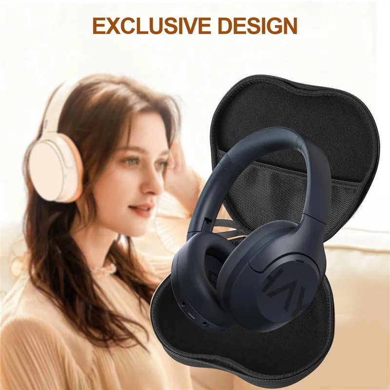 For Haylou S30 Headphone Case EVA Hard Shell Storage Bag With Cleaning Pen Set - Black
