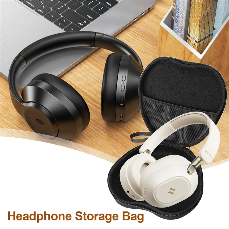 For HAVIT NC01 Headphone Case EVA Hard Shell Storage Bag With Cleaning Pen Set - Black