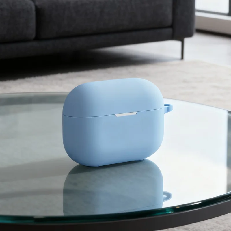 Étui en silicone avec réduction de bruit active pour Huawei FreeBuds SE 4, étui de protection anti-rayures avec mousqueton - Bleu ciel