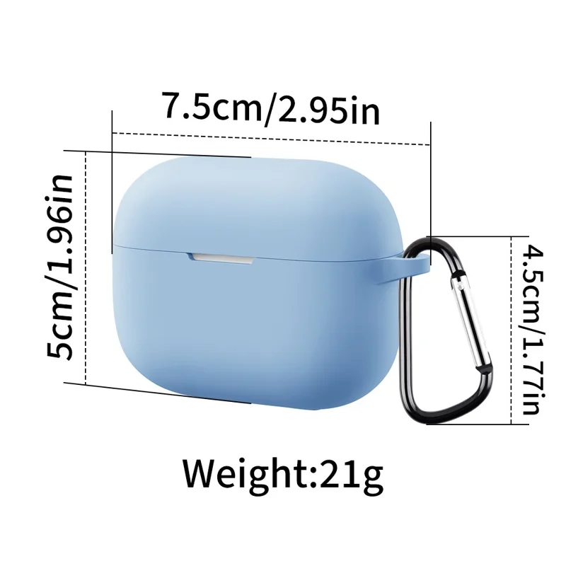 Étui en silicone avec réduction de bruit active pour Huawei FreeBuds SE 4, étui de protection anti-rayures avec mousqueton - Bleu ciel