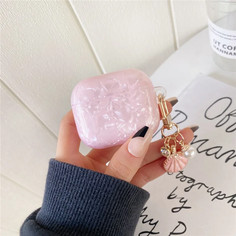 For AirPods Pro 3 Skalleret Mønsteret Taske med Pink Skal Hængende TWS Ørepude Beskyttelsesdækk