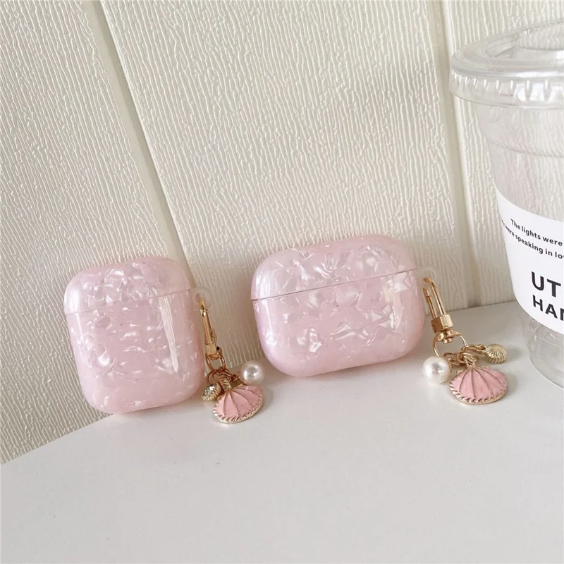 For AirPods Pro 3 Skalleret Mønsteret Taske med Pink Skal Hængende TWS Ørepude Beskyttelsesdækk