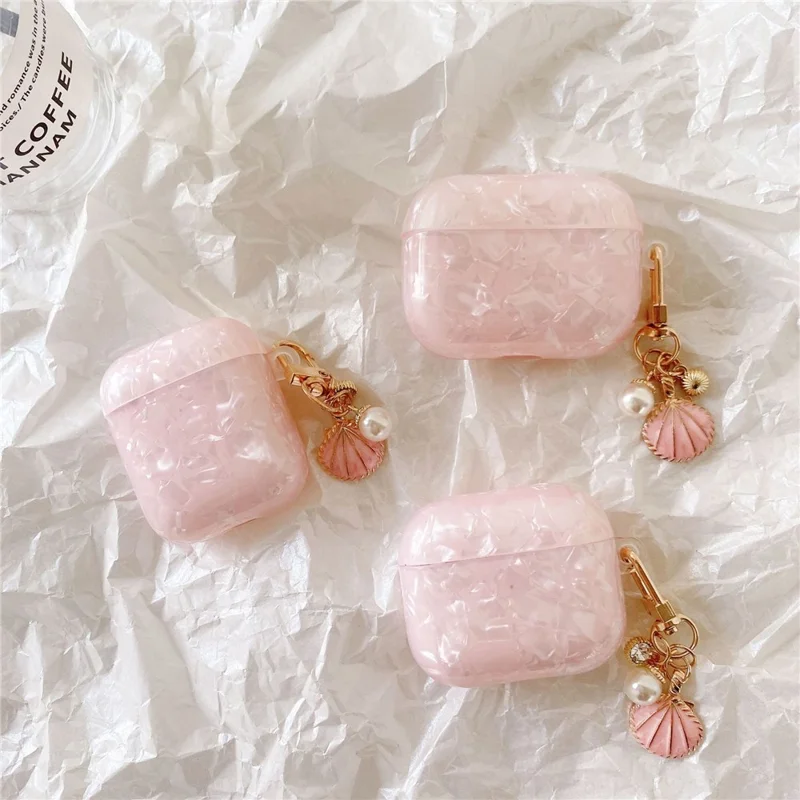 For AirPods Pro 3 Skalleret Mønsteret Taske med Pink Skal Hængende TWS Ørepude Beskyttelsesdækk