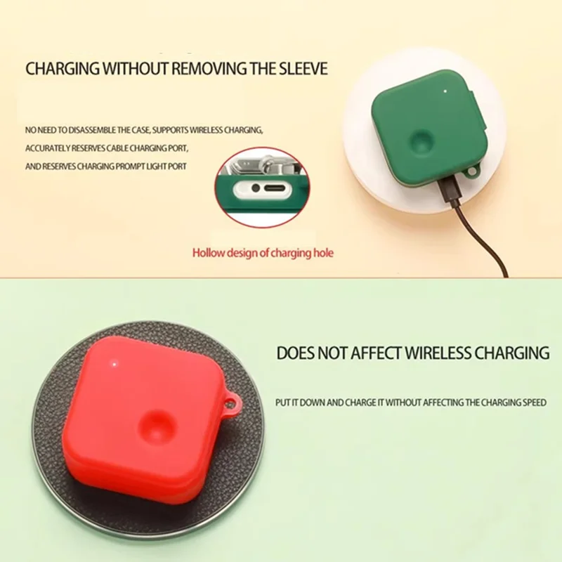 For Nothing Ear (3) Silicone Case Wireless Earphones Protective Cover with Anti-Lost Buckle - Blackish Green