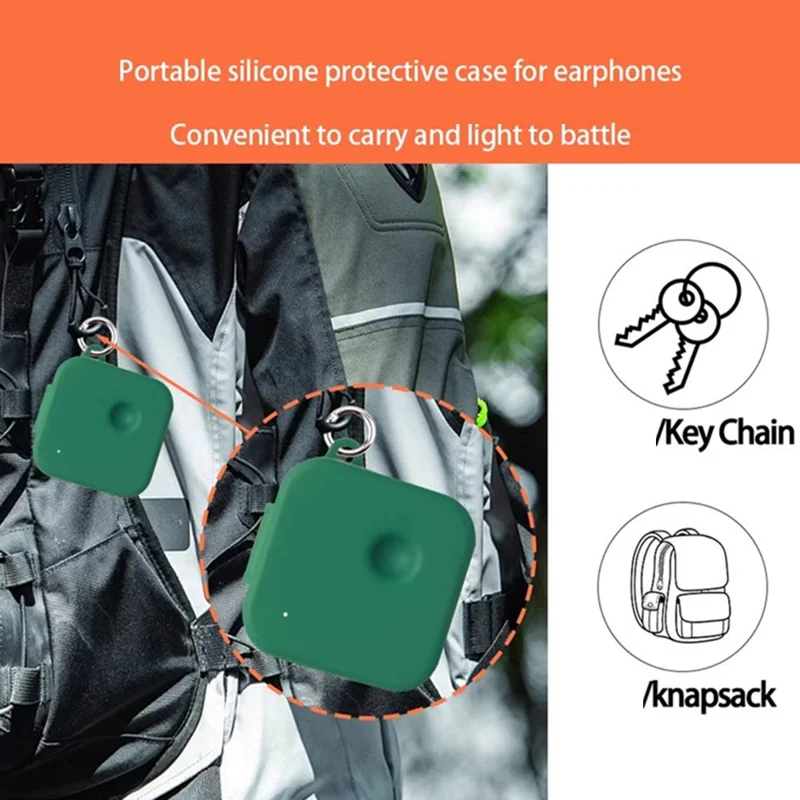 For Nothing Ear (3) Silicone Case Wireless Earphones Protective Cover with Anti-Lost Buckle - Blackish Green