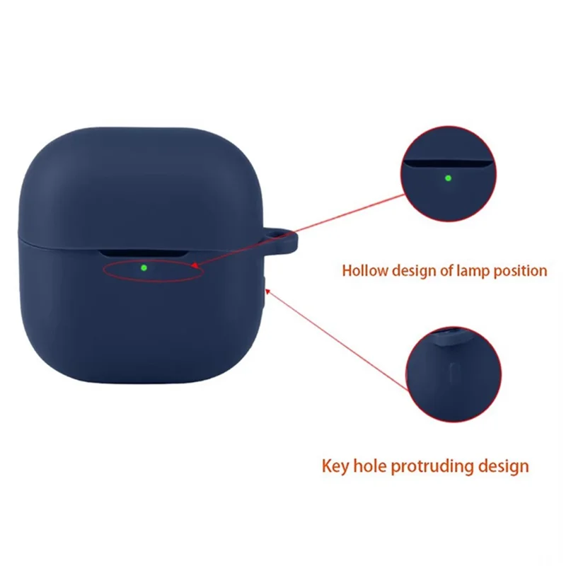 For Huawei FreeClip 2 Silicone Case Wireless Earphones Protective Cover with Anti-Lost Buckle - Dark Blue