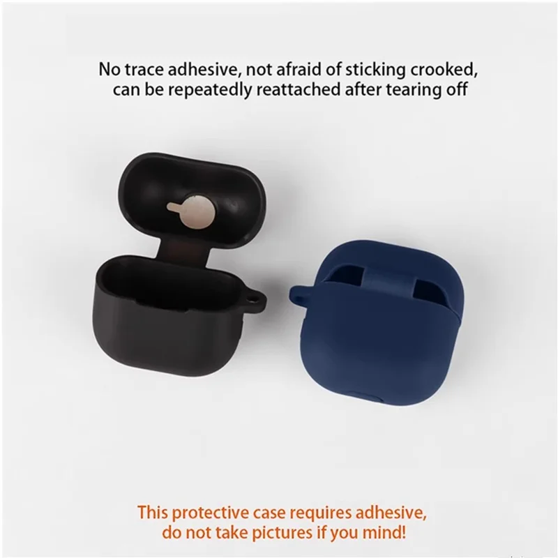 For Huawei FreeClip 2 Silicone Case Wireless Earphones Protective Cover with Anti-Lost Buckle - Dark Blue