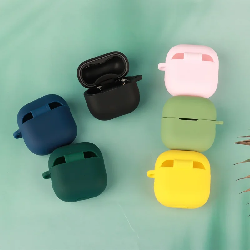 For Huawei FreeClip 2 Silicone Case Wireless Earphones Protective Cover with Anti-Lost Buckle - Dark Blue