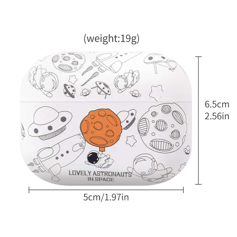 Für AirPods Pro 3 TPU-Hülle Ohrhörer-Ladebox Wassertransferdruck Schutzhülle - Weiß Astronaut