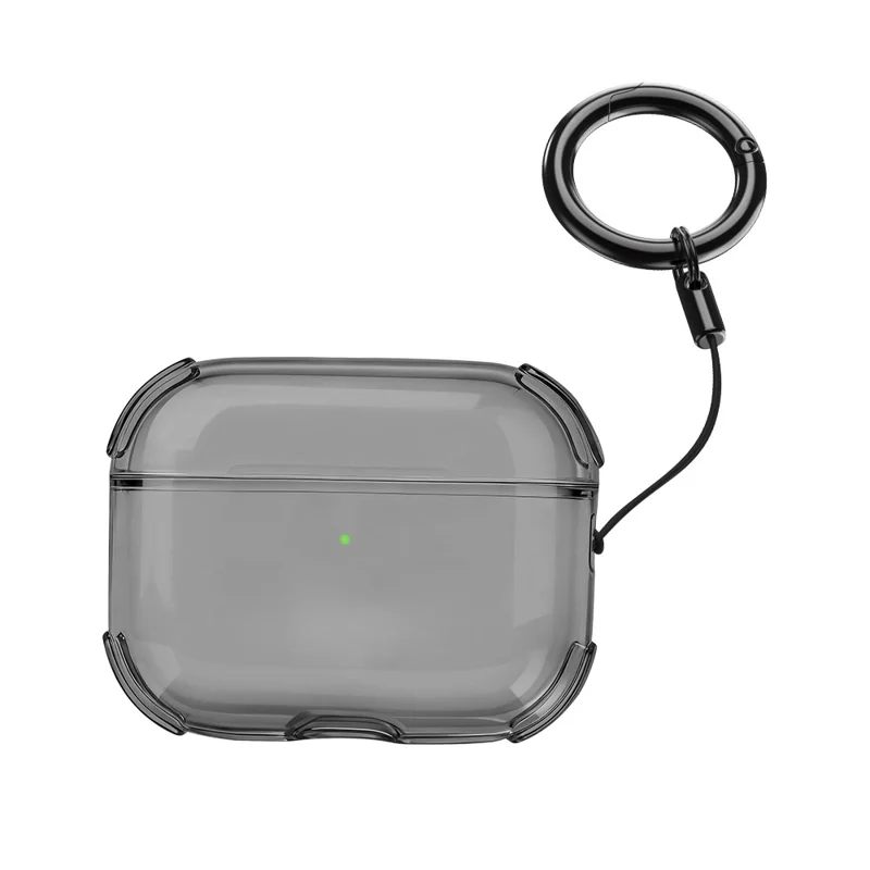 For AirPods Pro 3 Case Ultra Thin Matte TPU Earbuds Protective Cover with Strap Ring - Grey