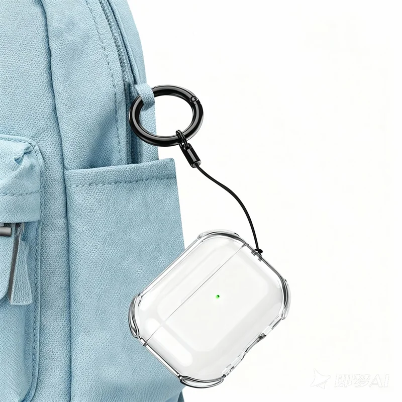 For AirPods 4 Case Ultra Thin Matte TPU Earbuds Protective Cover with Strap Ring - Transparent