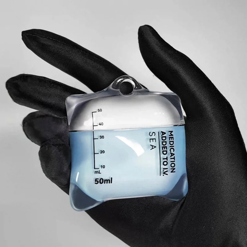 S!GN Für Apple AirPods Pro Hülle UV-beständig Klare flüssige Silikon-Tropfentasche Kopfhörercover - Blau