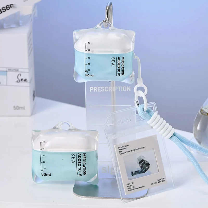 S!GN For AirPods 4 Case Clear Liquid Silicone Drip Bag Earphone Cover with Lanyard  /  Stand  /  Charging Cable - Pink